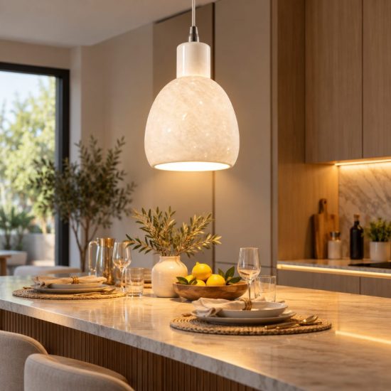 Fabas marina lampada a sospensione moderna campana ceramica bianca