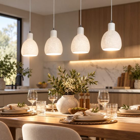 Fabas lampadario per cucina moderna marina quattro luci ceramica bianca