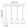Fabas lampadario per cucina moderna marina quattro luci ceramica bianca