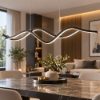Fabas sinuo lampadario moderno nero design ondulato led 36w 3000k dimmerabile