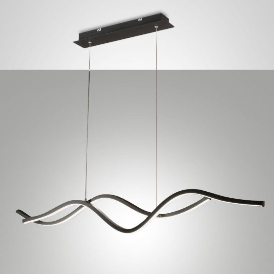 Fabas sinuo lampadario moderno nero design ondulato led 36w 3000k dimmerabile
