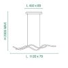 Fabas sinuo lampadario moderno nero design ondulato led 36w 3000k dimmerabile