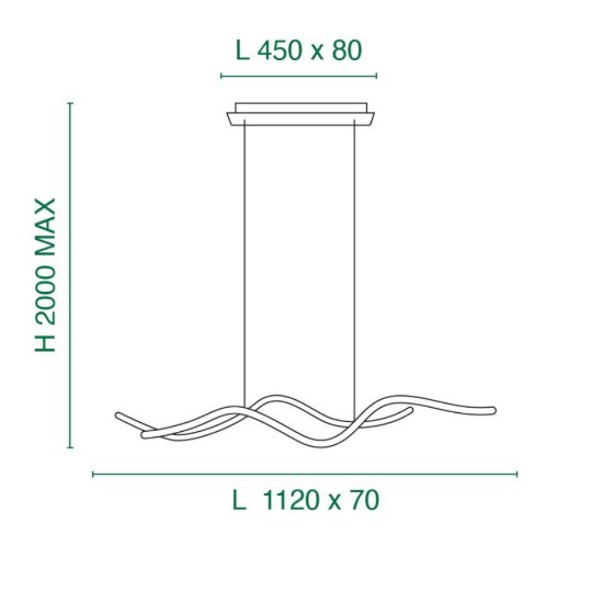 Fabas sinuo lampadario moderno nero design ondulato led 36w 3000k dimmerabile