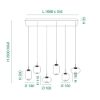Lampadario moderno sei luci vetro cognac led 42w 2700k 3000k 4000k dimmerabile fabas brio
