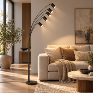 Piantana da terra design moderno nero opaco orientabile
