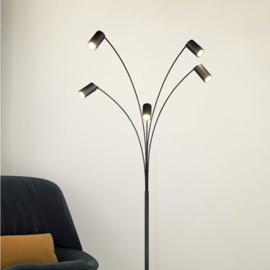 Piantana da terra design moderno nero opaco orientabile