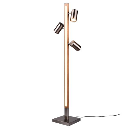 Piantana da terra led 20w 3000k orientabile legno nichel