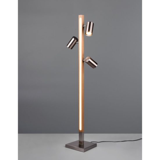 Piantana da terra led 20w 3000k orientabile legno nichel