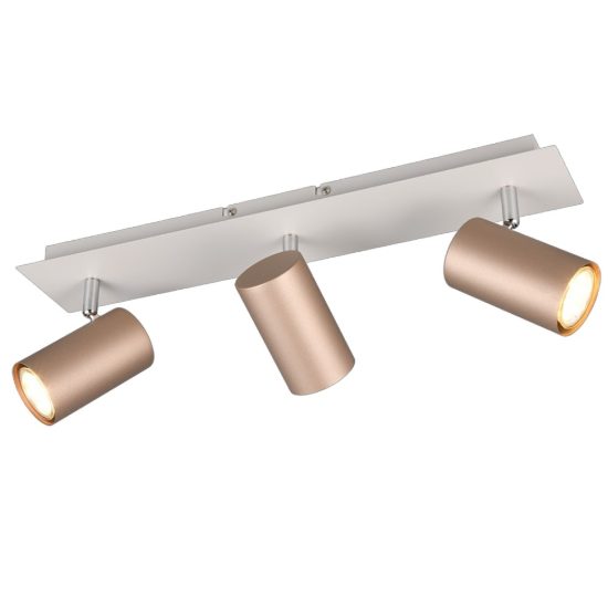 Plafoniera con 3 faretti spot da soffitto caffe gu10