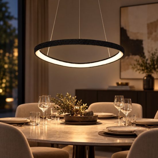 Lampadario nero per sala da pranzo a sospensione led 50w cct 3000k 4000k