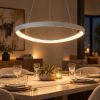 Lampadario a sospensione led 50w cct 3000k 4000k plettro moderno grigio perla per sala da pranzo