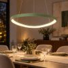 Lampadario a sospensione moderno plettro verde salvia per sala da pranzo led 50w cct 3000k 4000k