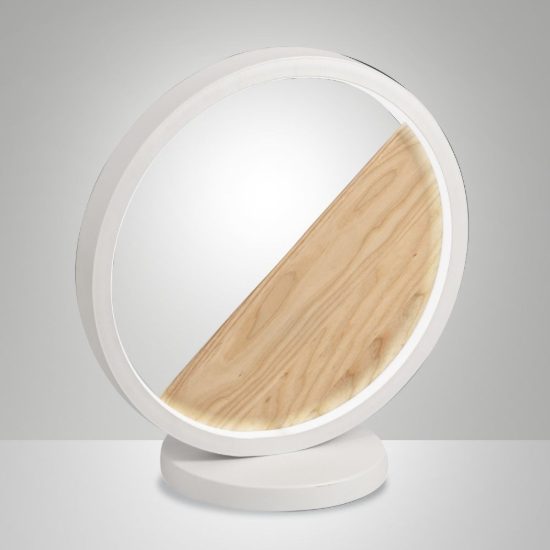 Fabas pierre lampada da tavolo bianca e legno led 29w 3000k