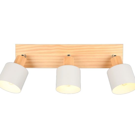 Plafoniera con 3 spot da soffitto grigio legno orientabili
