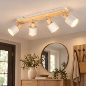 Plafoniera con faretti spot da soffitto grigio orientabile per ingresso