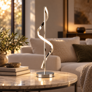 Lampada da tavolo per salotto design cromo led 8,5w 4000k