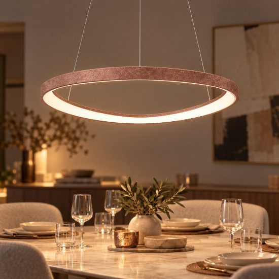 Lampadario led 50w cct 3000k 4000k moderno per sala da pranzo plettro oro rosato