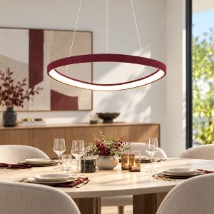 Lampadario plettro moderno a sospensione bordeaux led 50w cct 3000k 4000k