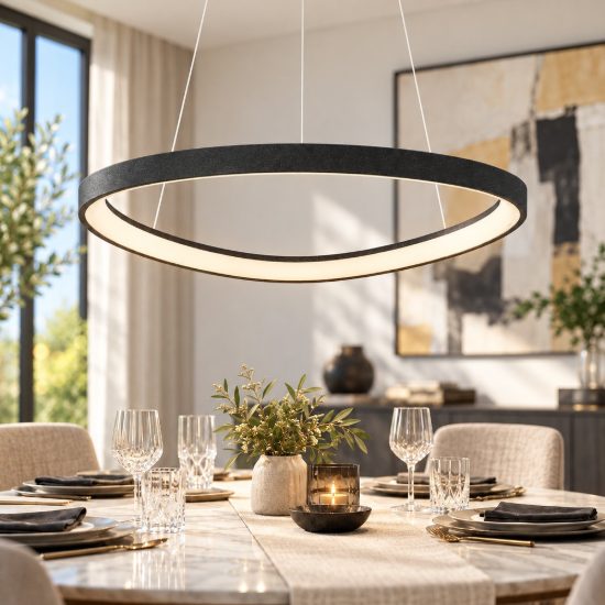 Lampadario antracite per sala da pranzo a sospensione led 50w cct 3000k 4000k