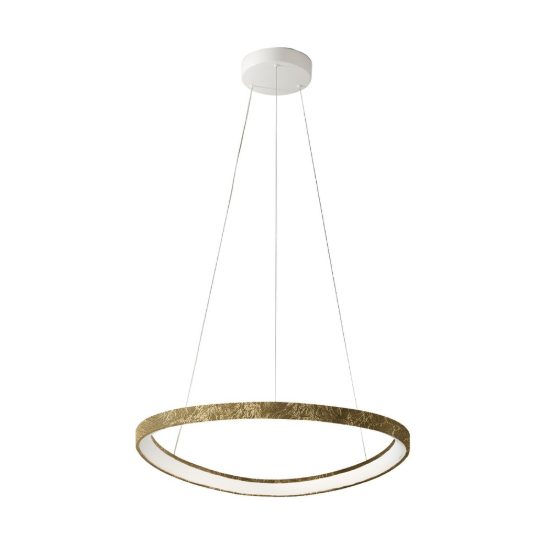 Lampadario led 50w cct 3000k 4000k moderno a sospensione plettro foglia oro per sala da pranzo