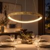 Lampadario led 50w cct 3000k 4000k moderno a sospensione plettro foglia oro per sala da pranzo
