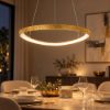Lampadario a sospensione led 50w cct 3000k 4000k oro opaco per sala da pranzo