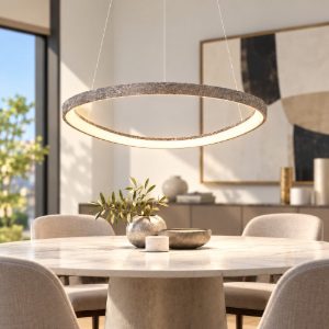 Lampadario moderno a sospensione plettro foglia argento led 50w cct 3000k 4000k
