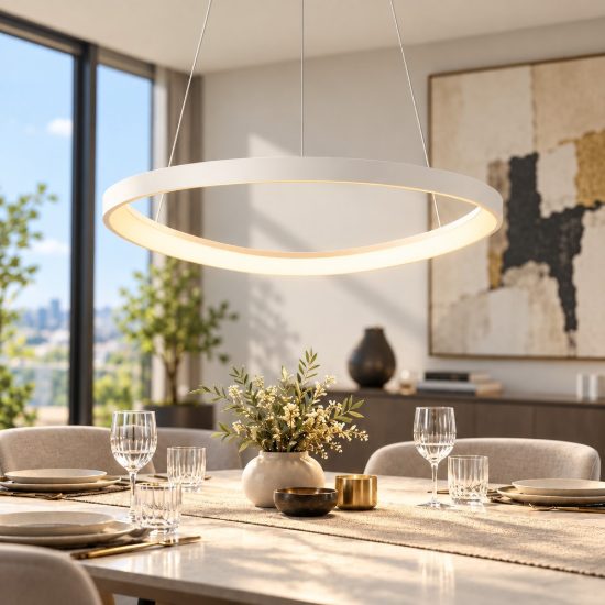Lampadario a sospensione led 50w cct 3000k 4000k bianco per sala da pranzo