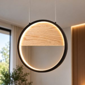Fabas luce pierre lampadario moderno disco nero a sospensione led 29w 3000k dimmerabile