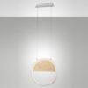 Fabas pierre lampadario moderno bianco dettagli legno led 29w 3000k dimmerabile