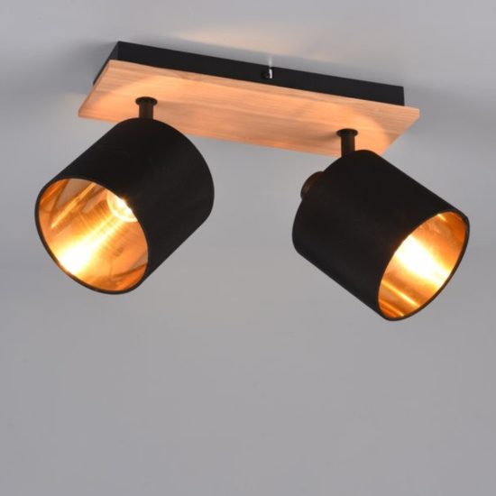 Plafoniera con faretti orientabili nero legno per ingresso