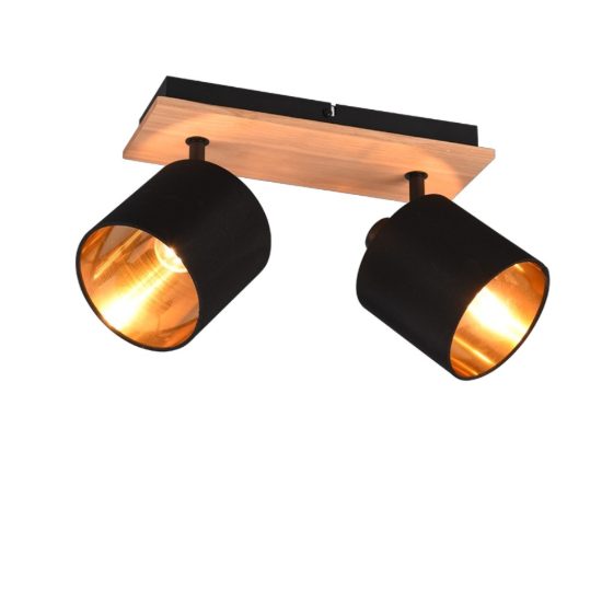 Plafoniera con faretti orientabili nero legno per ingresso