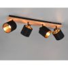 Plafoniera con faretti spot nero legno 4 luci