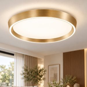 Fabas varallo plafoniera rotonda bronzo satinato led 30w cct 2700k 4000k dimmerabile con telecomando