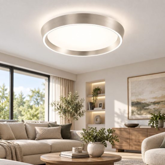 Fabas plafoniera moderna varallo champagne led 30w cct 2700k 4000k dimmerabile con telecomando