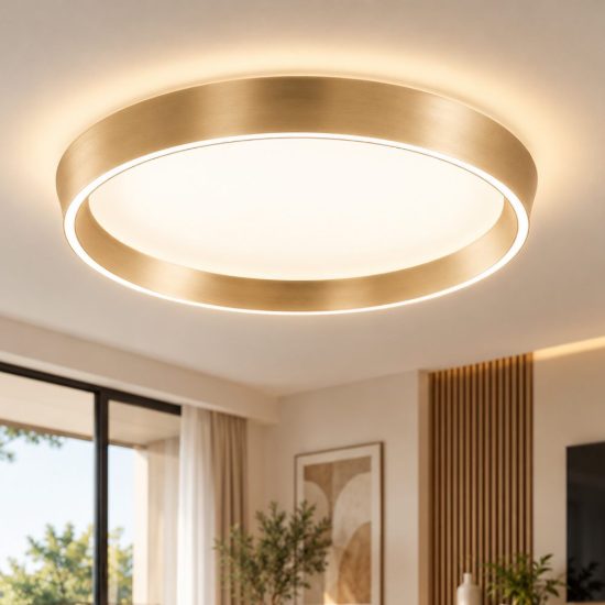Fabas plafoniera varllo bronzo satinato rotonda led 50w cct 2700k 4000k dimmerabile con telecomando