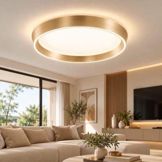 Fabas plafoniera varllo bronzo satinato rotonda led 50w cct 2700k 4000k dimmerabile con telecomando