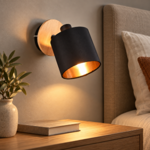 Applique per camera da letto nero oro legno