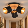 Plafoniera 3 spot orientabili nero legno