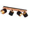 Plafoniera con faretti spot nero legno 4 luci
