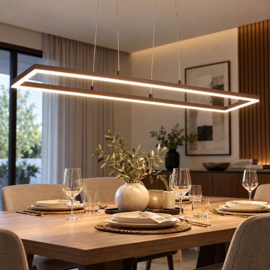 Fabas luce bard lampadario moderno lineare corten led 52w 3000k dimmerabile