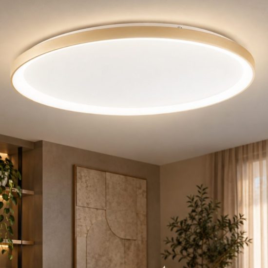 Fabas bacco plafoniera disco ottone satinato led 75w cct 2700k 4000k dimmerabile
