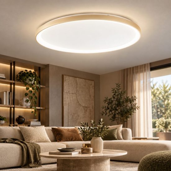Fabas bacco plafoniera disco ottone satinato led 75w cct 2700k 4000k dimmerabile