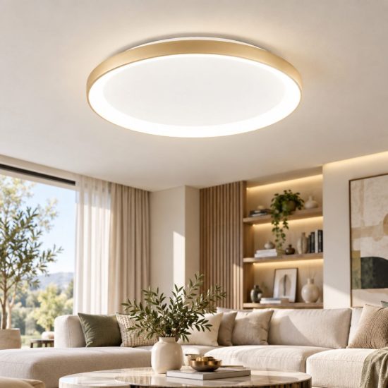 Fabas bacco plafoniera led 56w cct 2700k 4000k dimmerabile ottone satinato