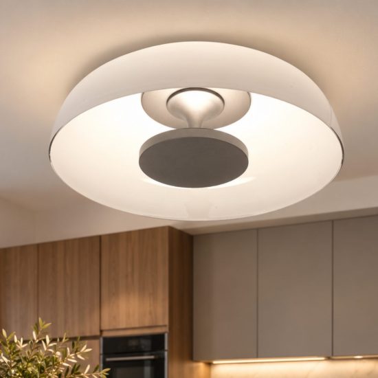 Fabas vintage due plafoniera moderna bianco grigio led 26w cct 2700k 3000k 4000k dimmerabile