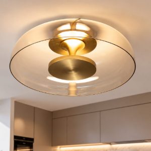Fabas vintage due plafoniera led 26w cct 2700k 4000k dimmerabile cognac ottone satinato