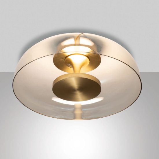 Fabas vintage due plafoniera led 26w cct 2700k 4000k dimmerabile cognac ottone satinato