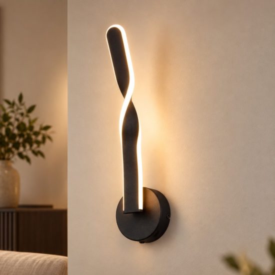 Applique led design moderno 12cm nero opaco
