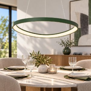 Lampadario led 60w cct 3000k 4000k a sospensione moderno plettro verde oliva