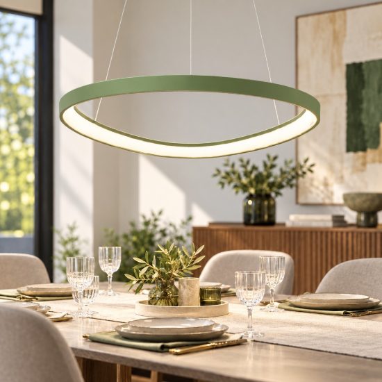 Lampadario a sospensione led 60w cct 3000k 4000k plettro moderno verde salvia